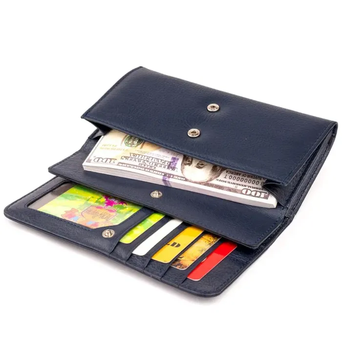 Гаманець шкіряний у дві додавання жіночий ST Leather 19291 Синій