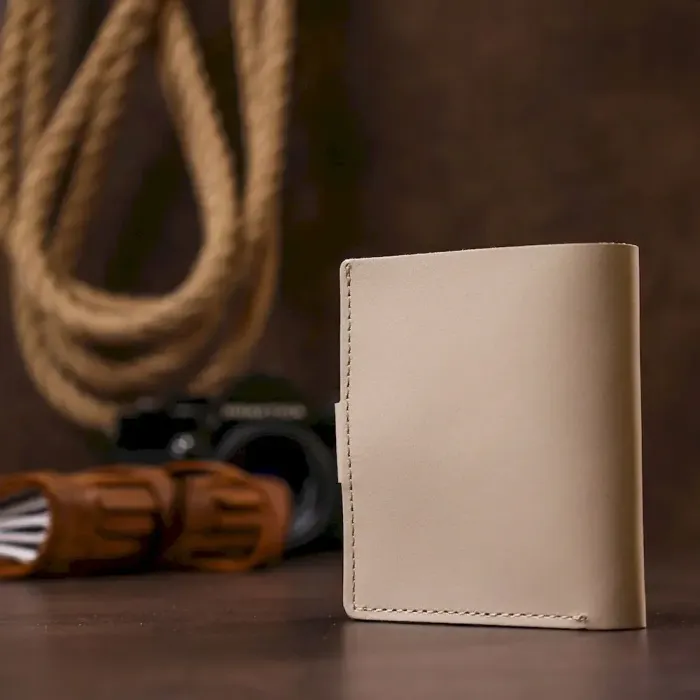 Компактное кожаное портмоне Shvigel 16489 Бежевый