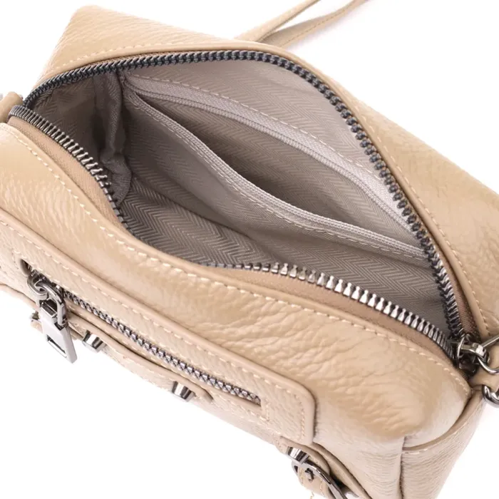 Компактна сумка для жінок з натуральної шкіри Vintage 22924 Бежевий