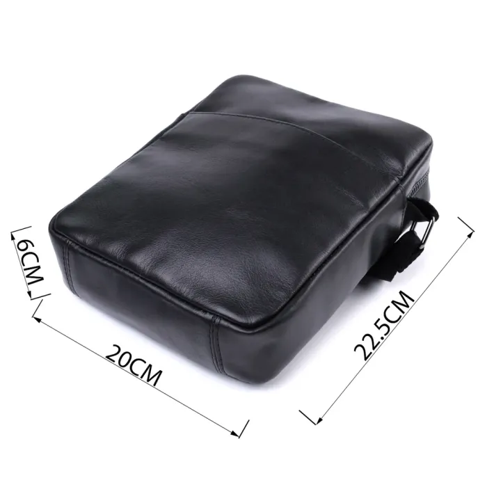 Сумка для чоловіків через плече із глянсової натуральної шкіри Shvigel 22849 Чорна