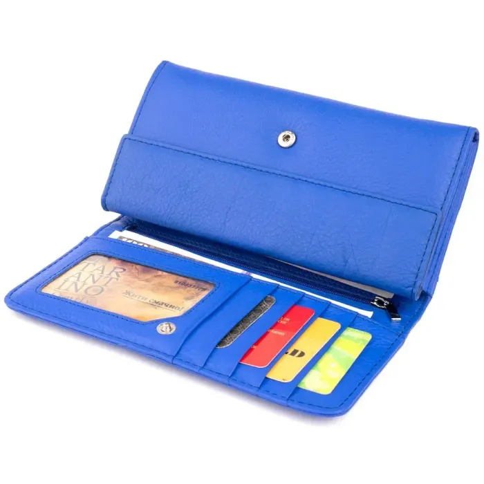 Гаманець шкіряний у дві додавання жіночий ST Leather 19285 Синій