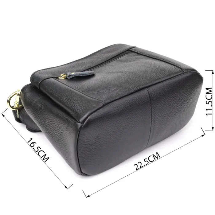 Класична шкіряна сумка для жінок з трьома відділеннями Vintage 22978 Чорний