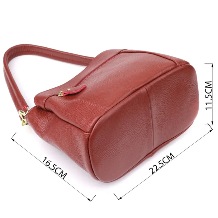 Яскрава жіноча шкіряна сумка з трьома секціями Vintage 22981 Червоний