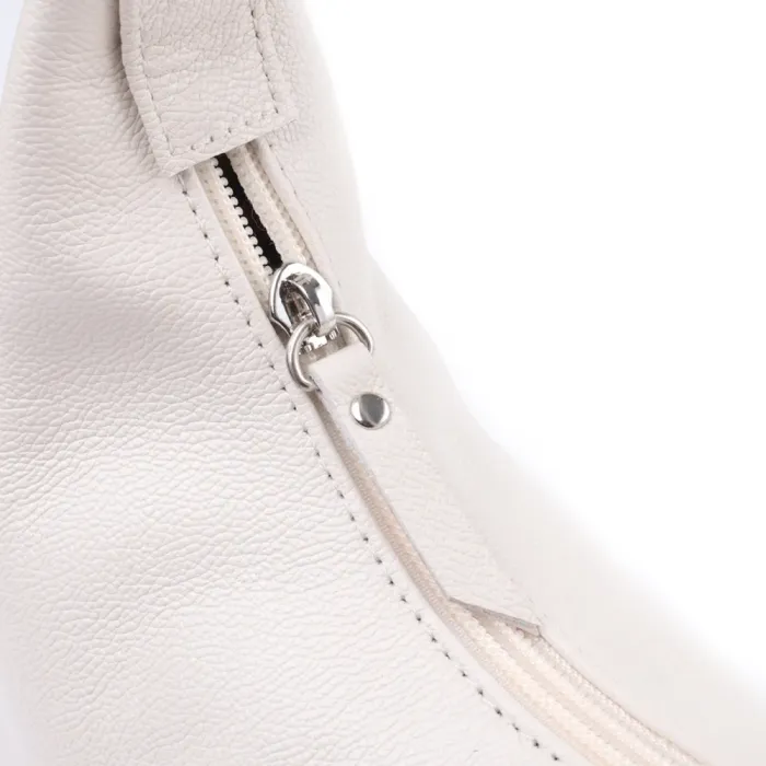 Сумка багет з регульованим ременем з натуральної шкіри Shvigel 22831 Бежева