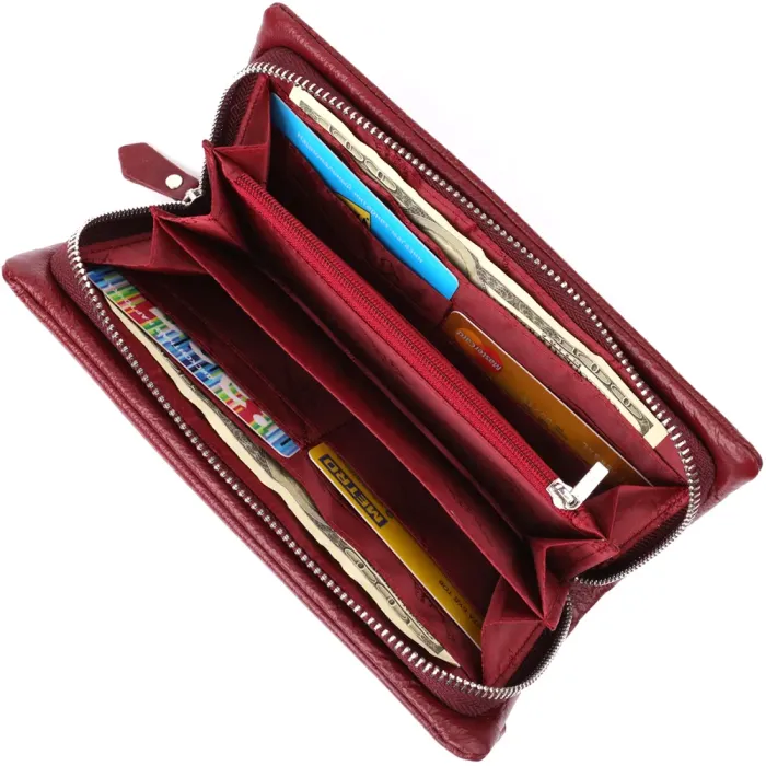 Шкіряний жіночий гаманець-клатч із відділенням під телефон ST Leather 23102 Бордовий