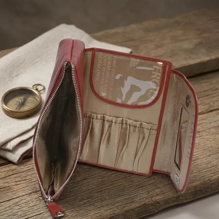 Жіноча косметичка з натуральної шкіри Tony Perotti 2027 Contatto (90480) Червона