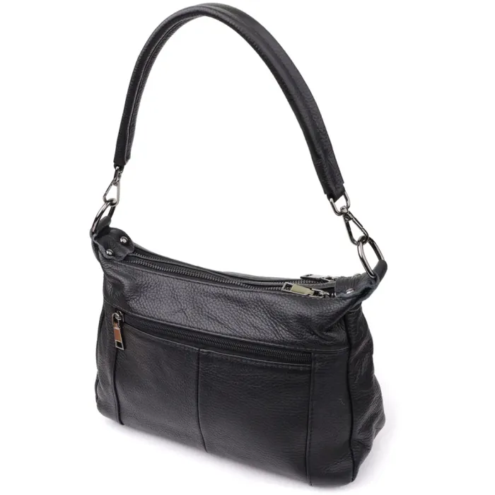 Практична жіноча сумка з натуральної шкіри Vintage 23011 Чорний