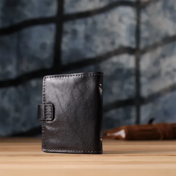 Візитниця унісекс з натуральної гладкої шкіри GRANDE PELLE 22941 Чорна