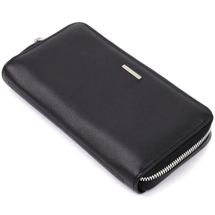 Практичний жіночий гаманець на одне відділення із зернистої натуральної шкіри Tony Perotti 20863_1 (3622 nero) Чорний