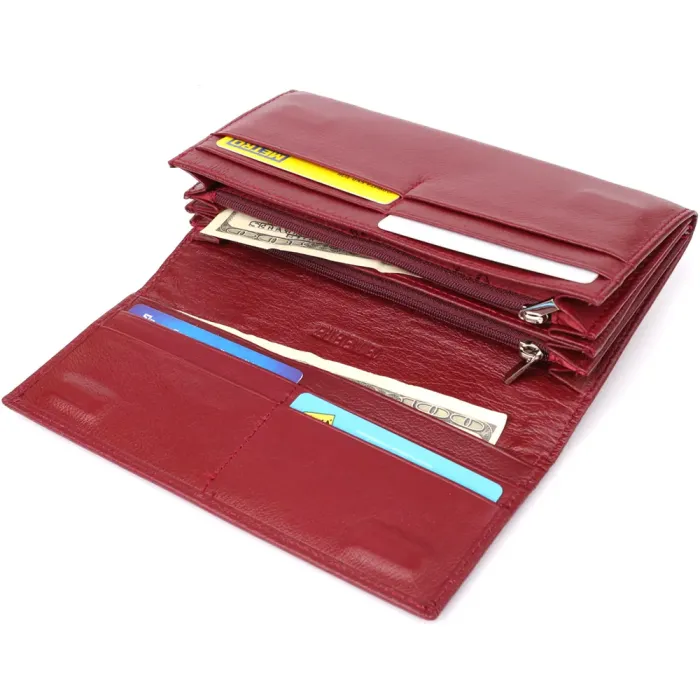 Жіночий гаманець з кишенею для телефону з натуральної шкіри ST Leather 23069 Бордовий