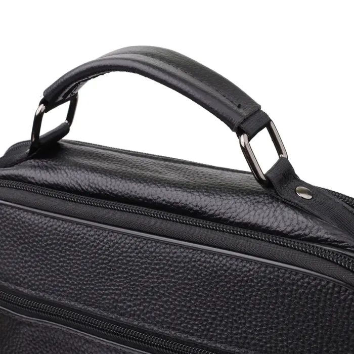 Чоловіча сумка з ручкою для перенесення в руці з натуральної шкіри Vintage 23026 Чорний