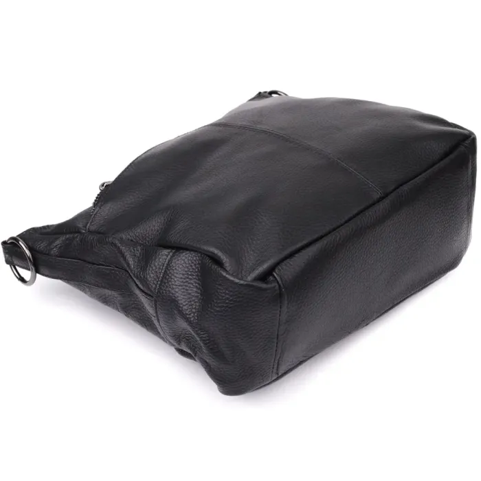 Практична жіноча сумка з двома ремінцями з натуральної шкіри Vintage 23053 Чорний