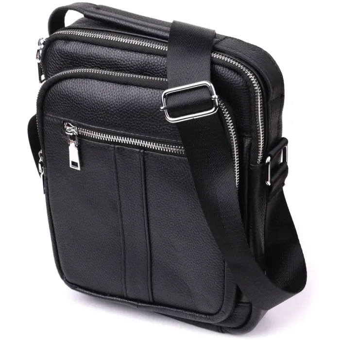 Чоловіча вертикальна сумка з натуральної шкіри Vintage 15112 Чорний