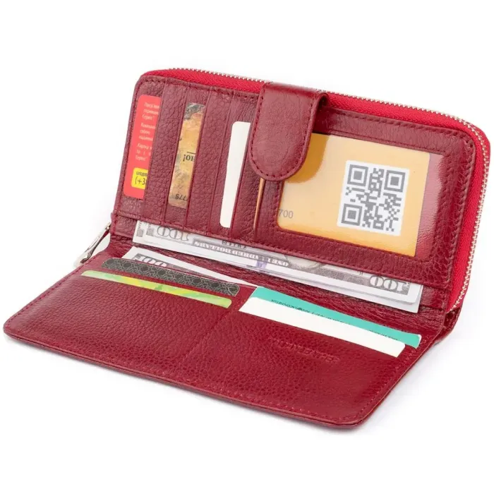 Вертикальний місткий гаманець зі шкіри ST Leather 19307 Бордовий