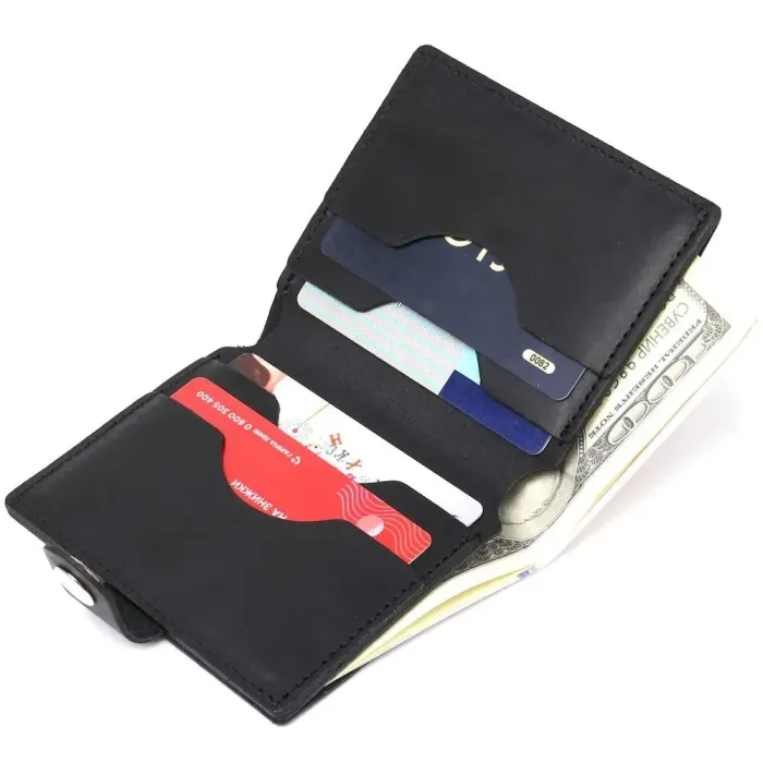 Матовое мужское портмоне из натуральной кожи Shvigel 16495 Черный