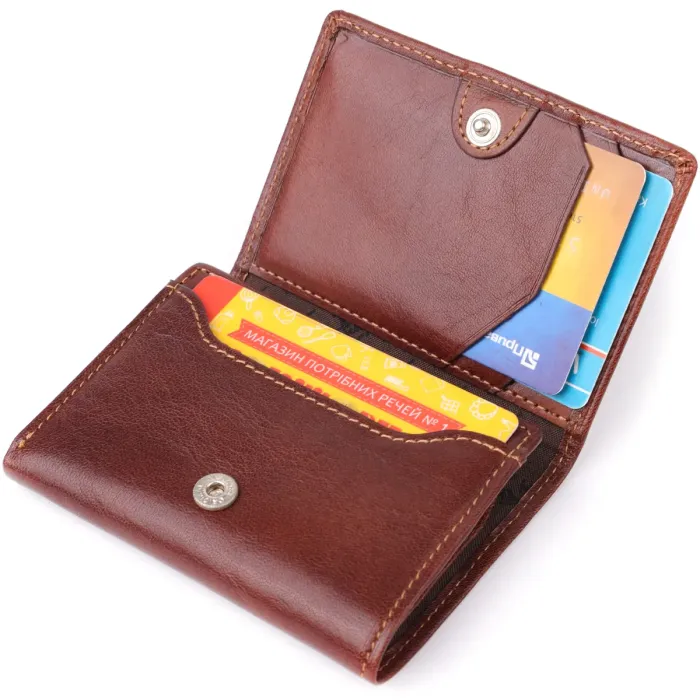 Компактний гаманець для чоловіків з натуральної глянсової шкіри Tony Perotti 20900_1 (3810 moro) Коричневий