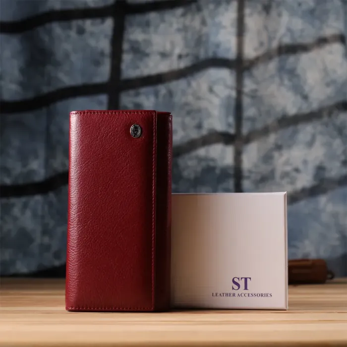 Модний жіночий гаманець на магнітах із натуральної шкіри ST Leather 23113 Бордовий