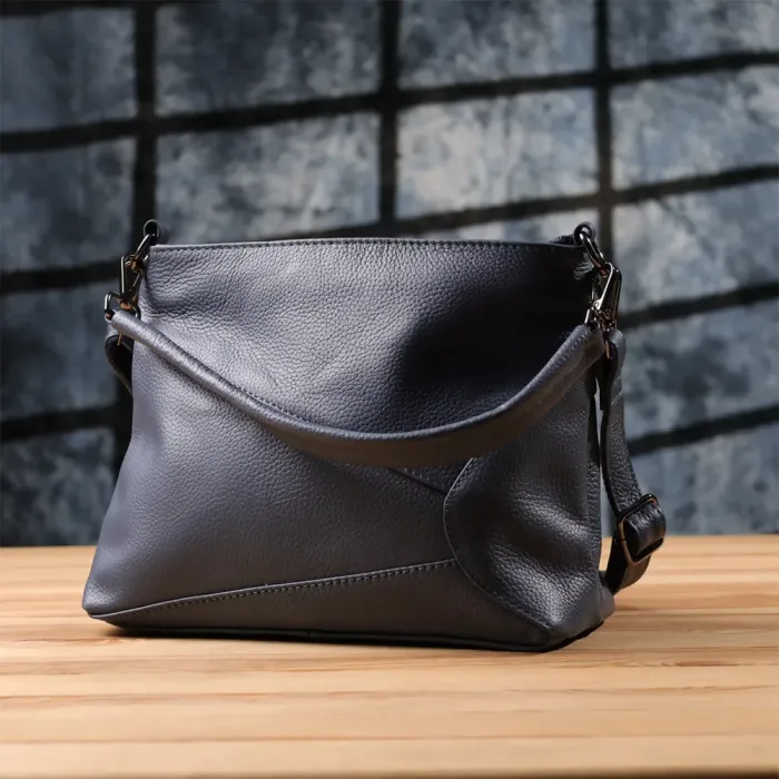 Практична жіноча сумка на два відділення з натуральної шкіри Vintage 23016 Синій