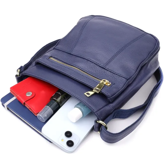 Вертикальна сумка жіноча з натуральної шкіри 15121 Vintage Синій