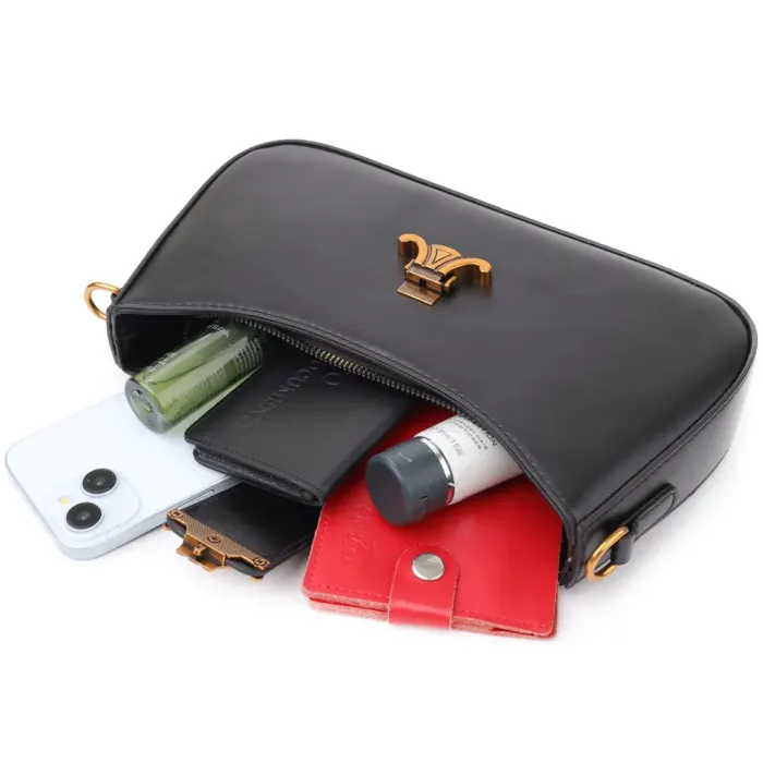 Жіноча елегантна сумка з екошкіри Vintage 15149 Чорний