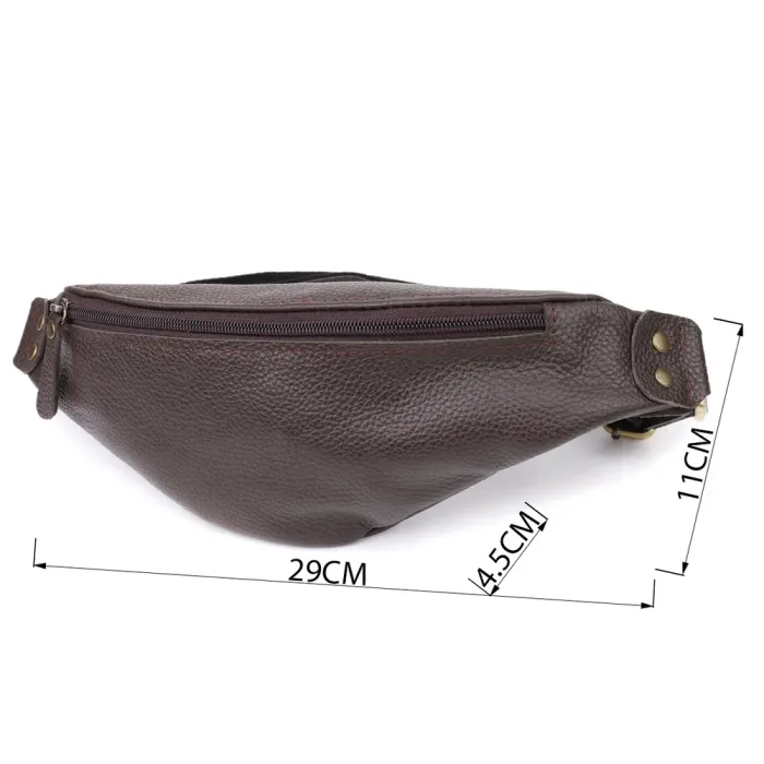 Модна сумка бананка для чоловіків із зернистої натуральної шкіри Shvigel 23137 Коричневий