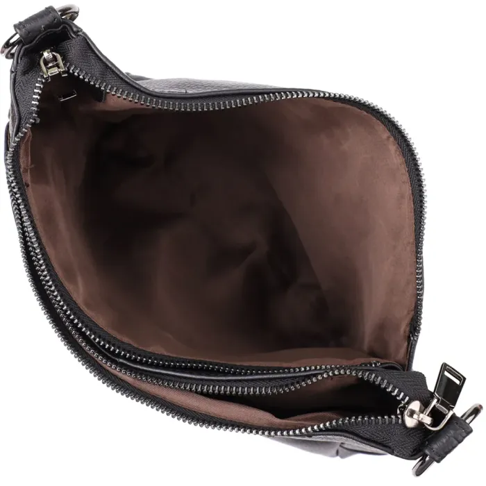 Практична жіноча сумка з двома ремінцями з натуральної шкіри Vintage 23053 Чорний