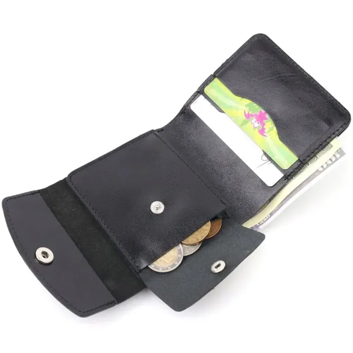 Чоловічий глянсовий шкіряний портмоне Shvigel 16617 Чорний