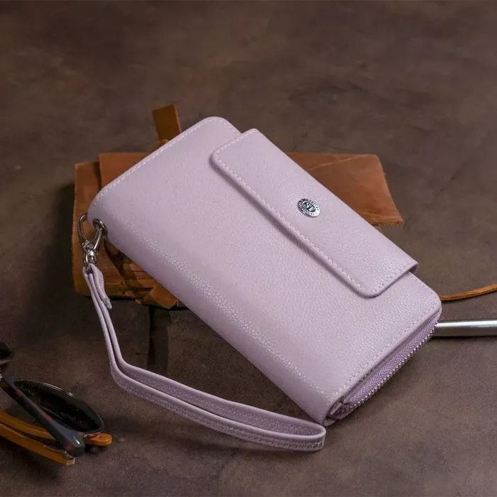 Гаманець зі шкіри на клямці ST Leather 19345 Ліловий