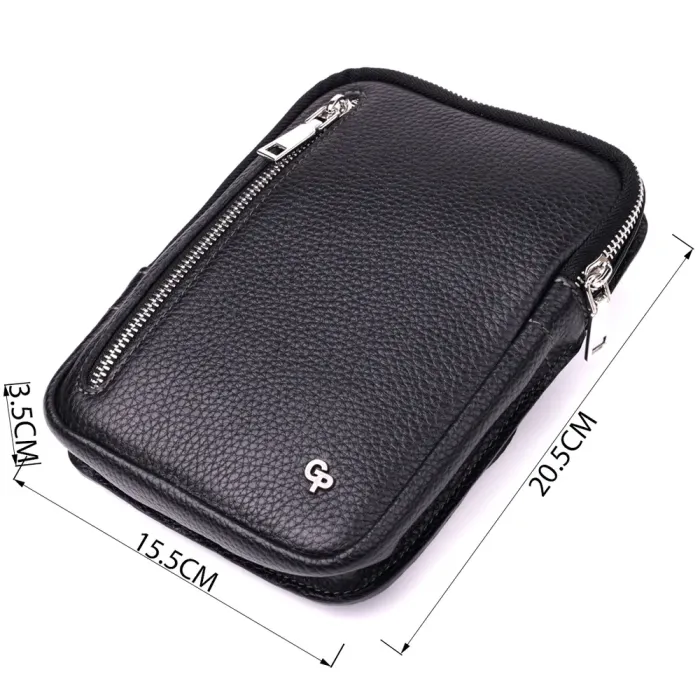 Прямокутна сумка бананка з якісної натуральної шкіри GRANDE PELLE 22877 Чорний