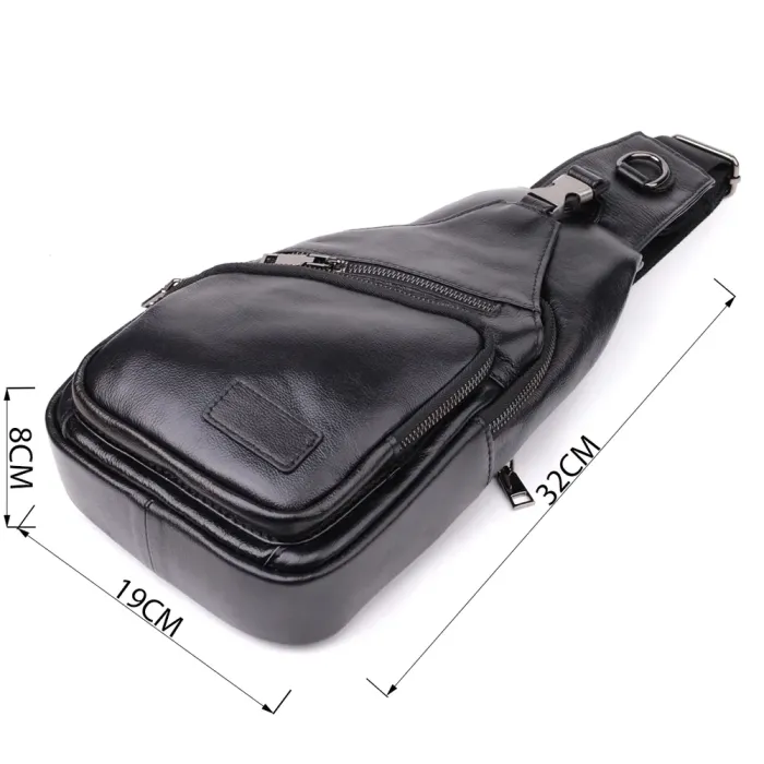 Чоловічі сумки через плече з натуральної шкіри Vintage 23048 Чорний