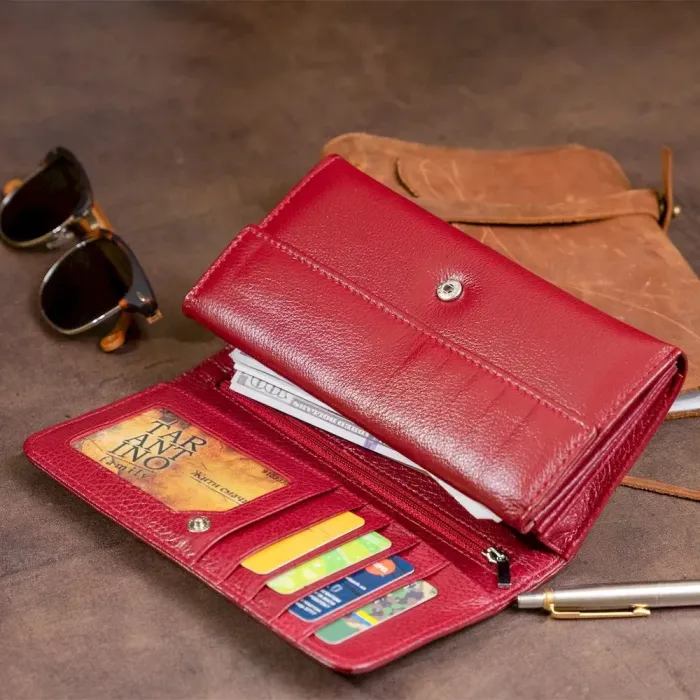 Гаманець шкіряний у дві додавання жіночий ST Leather 19288 Бордовий