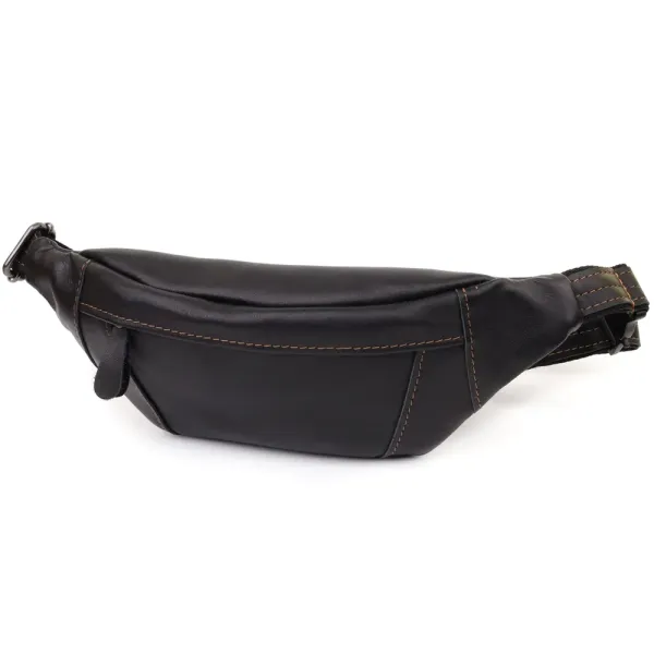 Чоловіча сумка-бананка з натуральної гладкої шкіри Shvigel 23125 Чорний