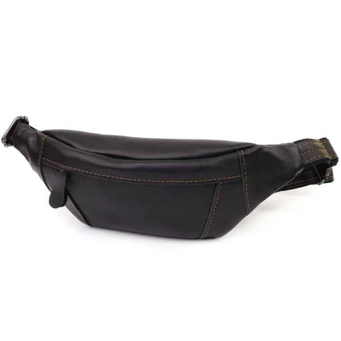 Чоловіча сумка-бананка з натуральної гладкої шкіри Shvigel 23125 Чорний