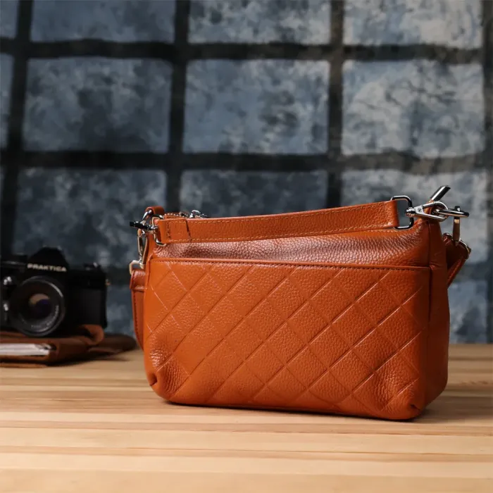 Жіноча сумка з натуральної шкіри з двома ремінцями Vintage 22929 Рудий