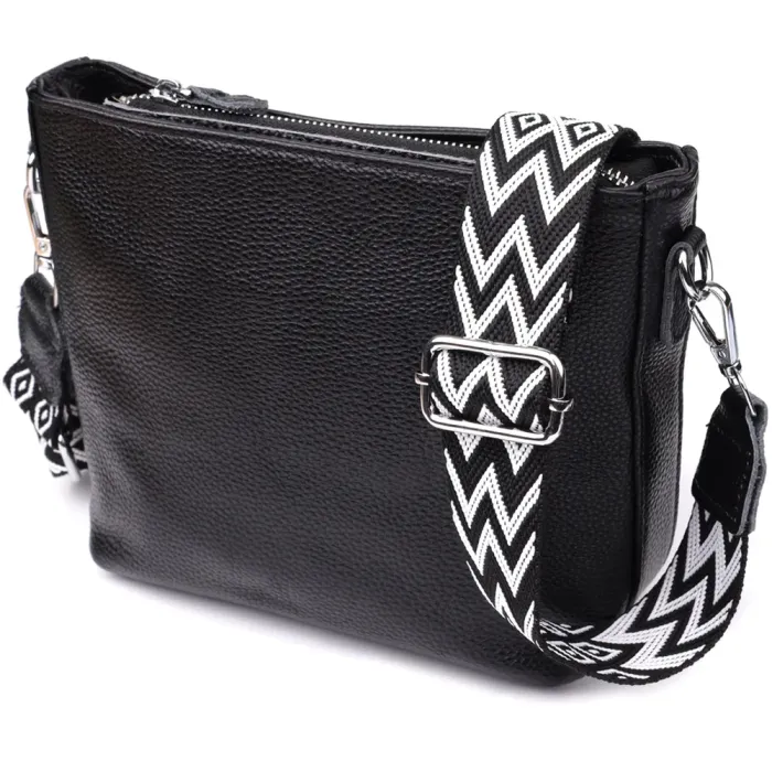 Зручна жіноча сумка на плече з якісної натуральної шкіри Vintage 22914 Чорний