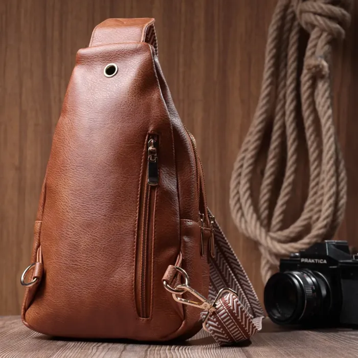 Практична жіноча сумка з однією лямкою через плече з екошкіри Vintage 22758 Рудий