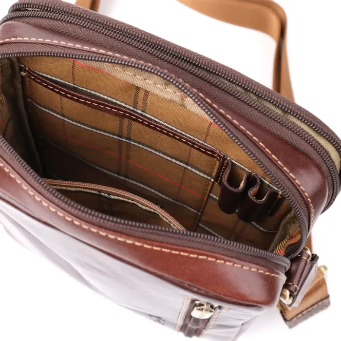 Чоловіча сумка з кишенями з гладкої натуральної шкіри Tony Perotti 20856_1 (9148-17 moro) Коричневий