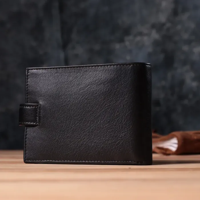 Місткий чоловічий гаманець з натуральної шкіри BOND 22861 Чорний