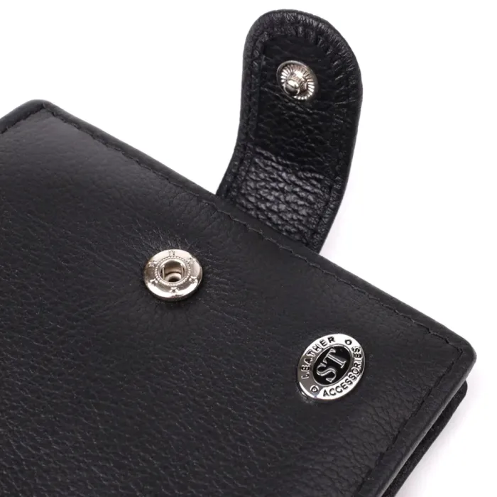 Класичний чоловічий гаманець горизонтального формату із натуральної шкіри ST Leather 23094 Чорний