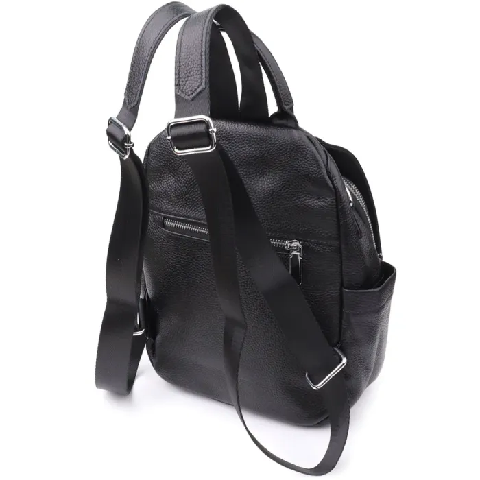 Компактний жіночий рюкзак з натуральної шкіри Vintage 23058 Чорний