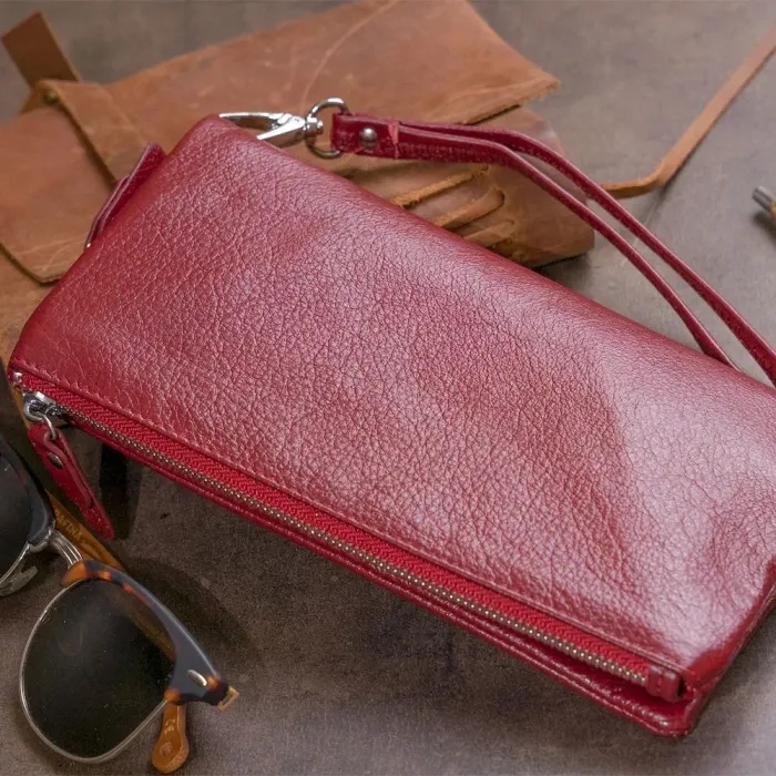 Гаманець-клатч зі шкіри з кишенею для мобільного ST Leather 19311 Бордовий