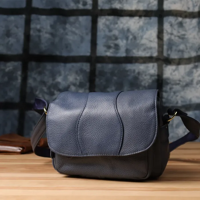 Практична сумка з натуральної шкіри для жінок Vintage 22971 Синій