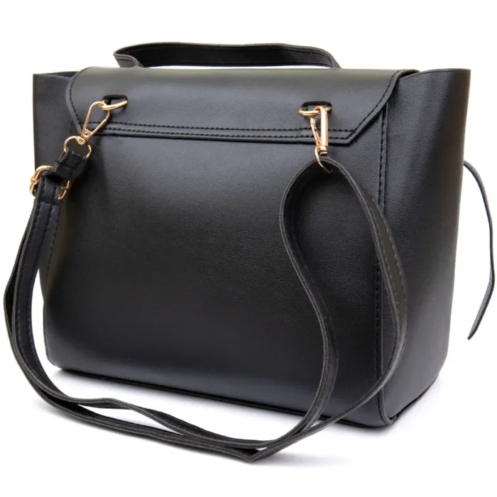 Сумка з клапаном із шкірзамінника Vintage 14949 Чорна