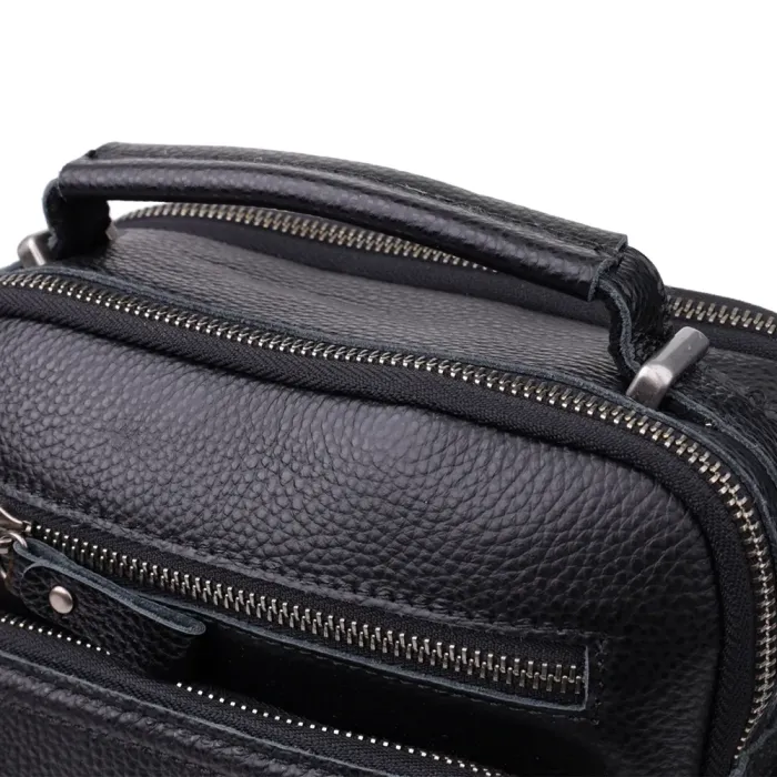 Ділова чоловіча сумка з ручкою для перенесення в руці з натуральної шкіри Vintage 23034 Чорний