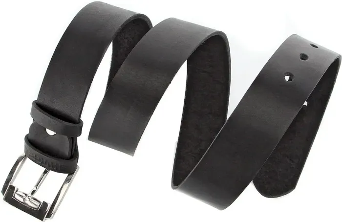 Чоловічий ремінь SHVIGEL 10084 чорний шкіряний