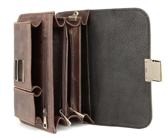 Барсетка SHVIGEL 00528 із вінтажної шкіри Коричнева