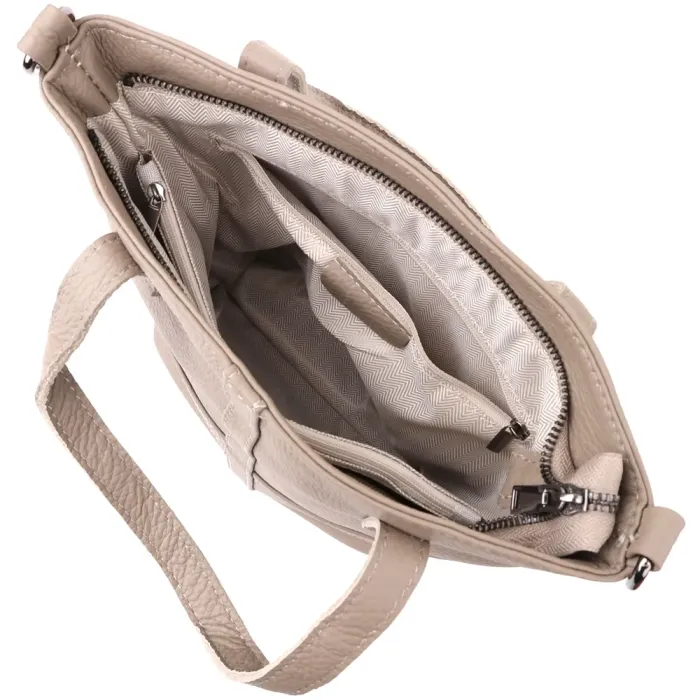 Зручна сумка жіноча з ручками з натуральної шкіри Vintage 22996 Сірий