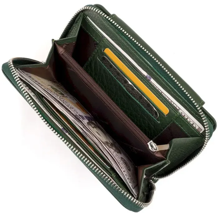 Гаманець зі шкіри на клямці ST Leather 19342 Зелений