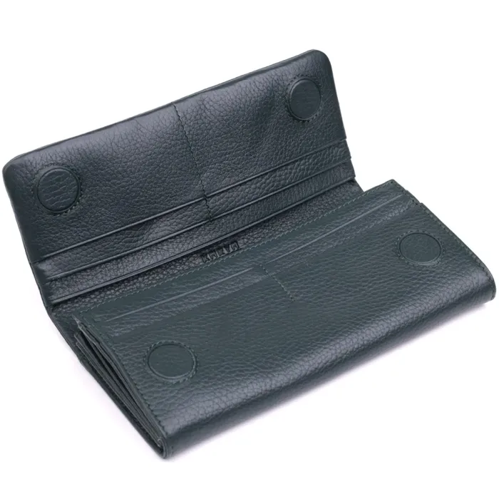 Горизонтальний жіночий гаманець з натуральної шкіри KARYA 22852 Зелений