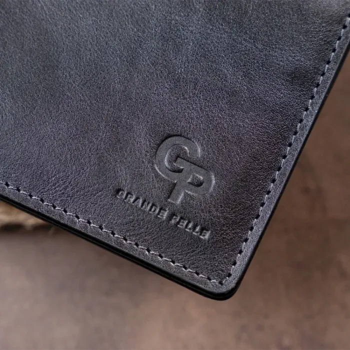 Горизонтальное портмоне в гладкой коже без застежки GRANDE PELLE 11311 Черное